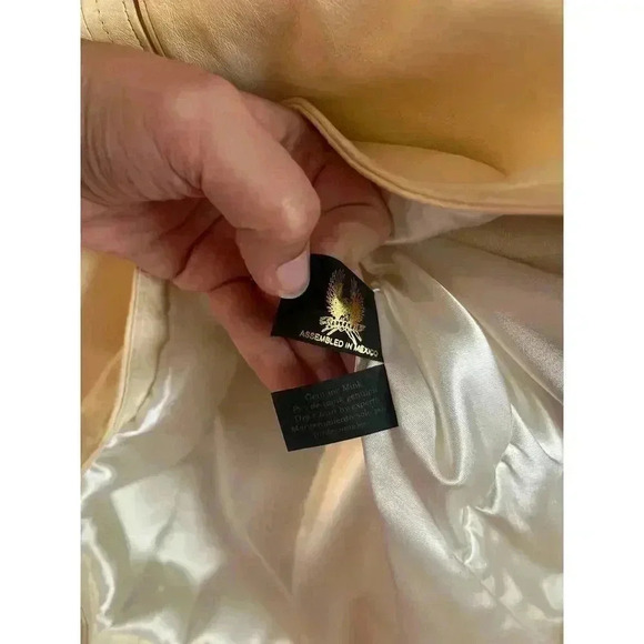 Ira Hoss Women’s 100% Leather Jacket Genuine Mink Collar Ivory Zip Up Size M - Picture 6 of 12